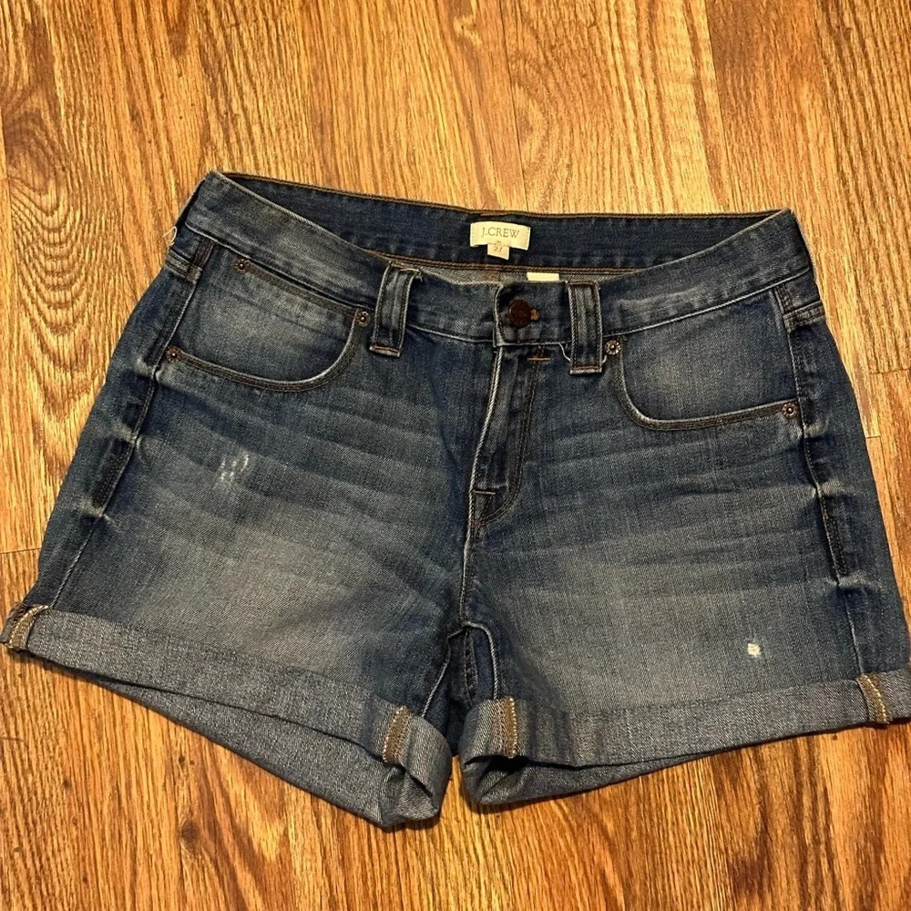Jcrew Factory Distressed Denim Cuffed Shorts Size 27